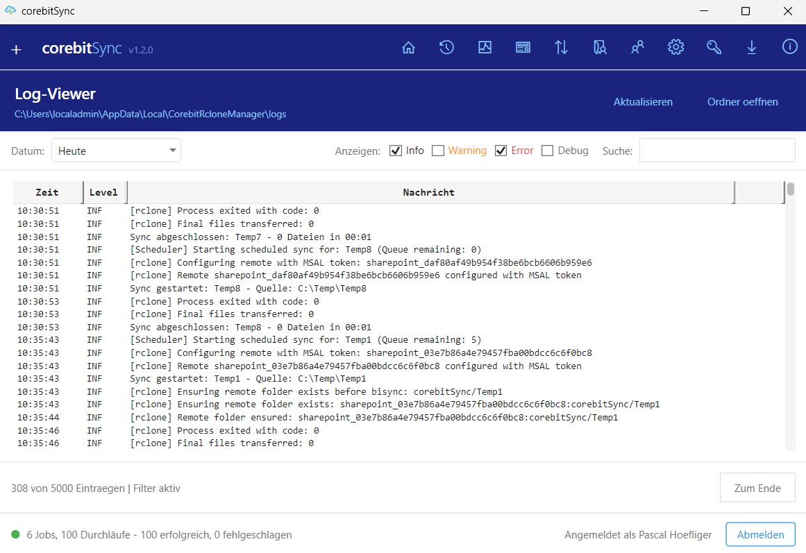 Log Viewer mit Konflikten